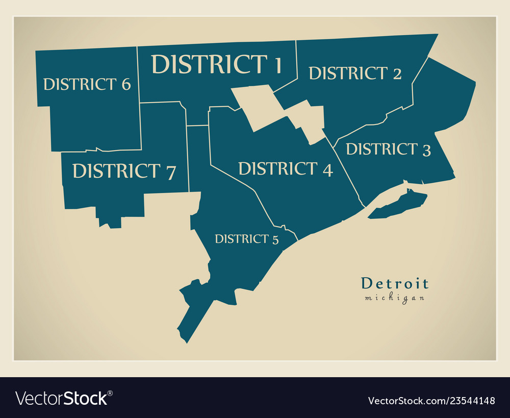 Modern City Map - Detroit Michigan Royalty Free Vector Image