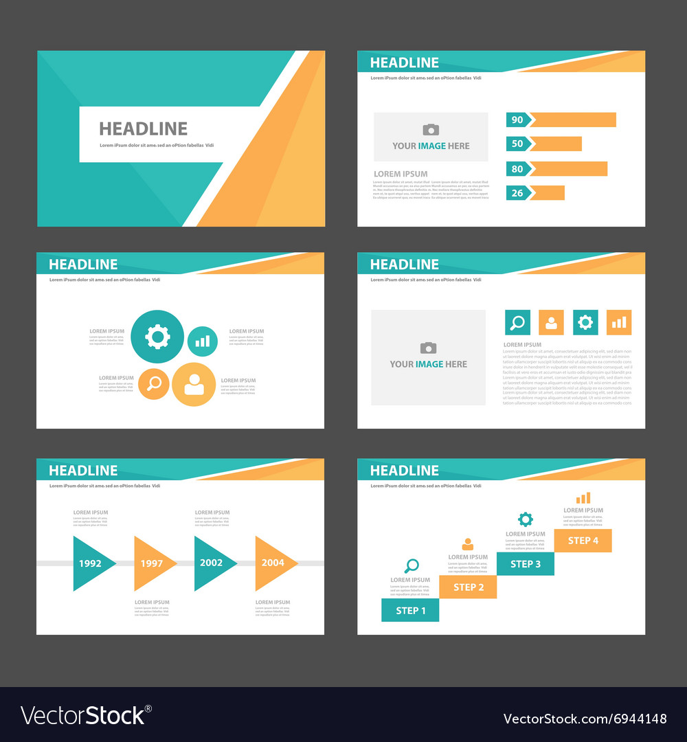 Orange and green presentation templates set Vector Image