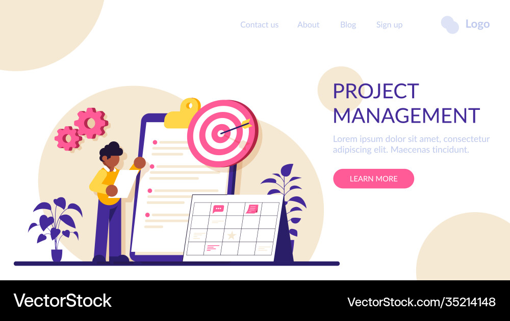 Project management flat concept Royalty Free Vector Image