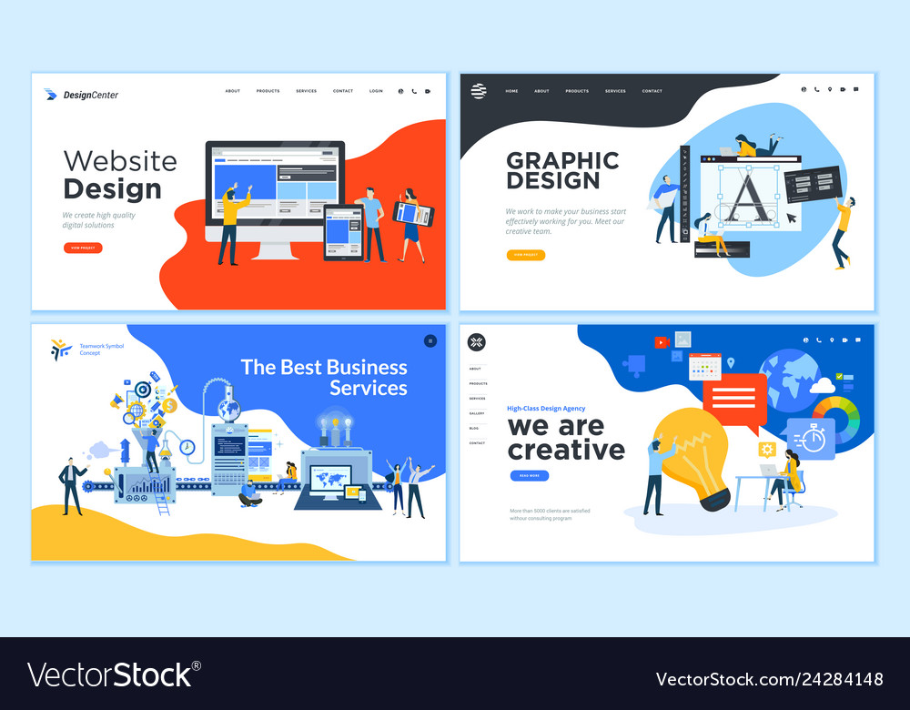 Set of flat design web page templates Royalty Free Vector