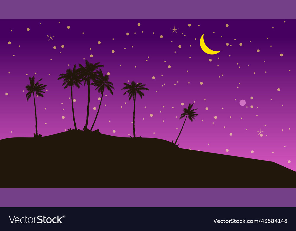 Tropical seashore night landscape palms