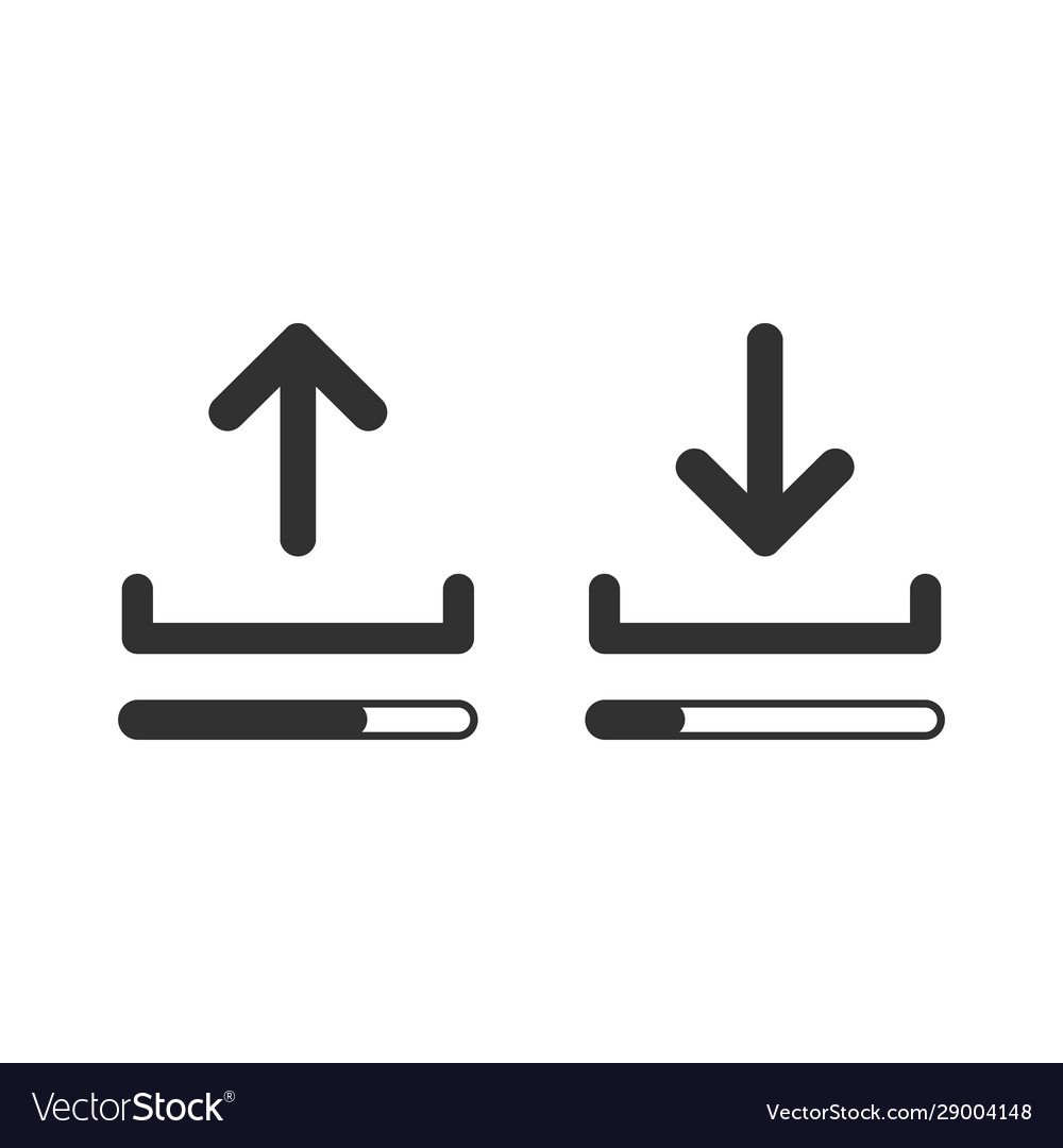 Upload and download icon set with loading bars Vector Image