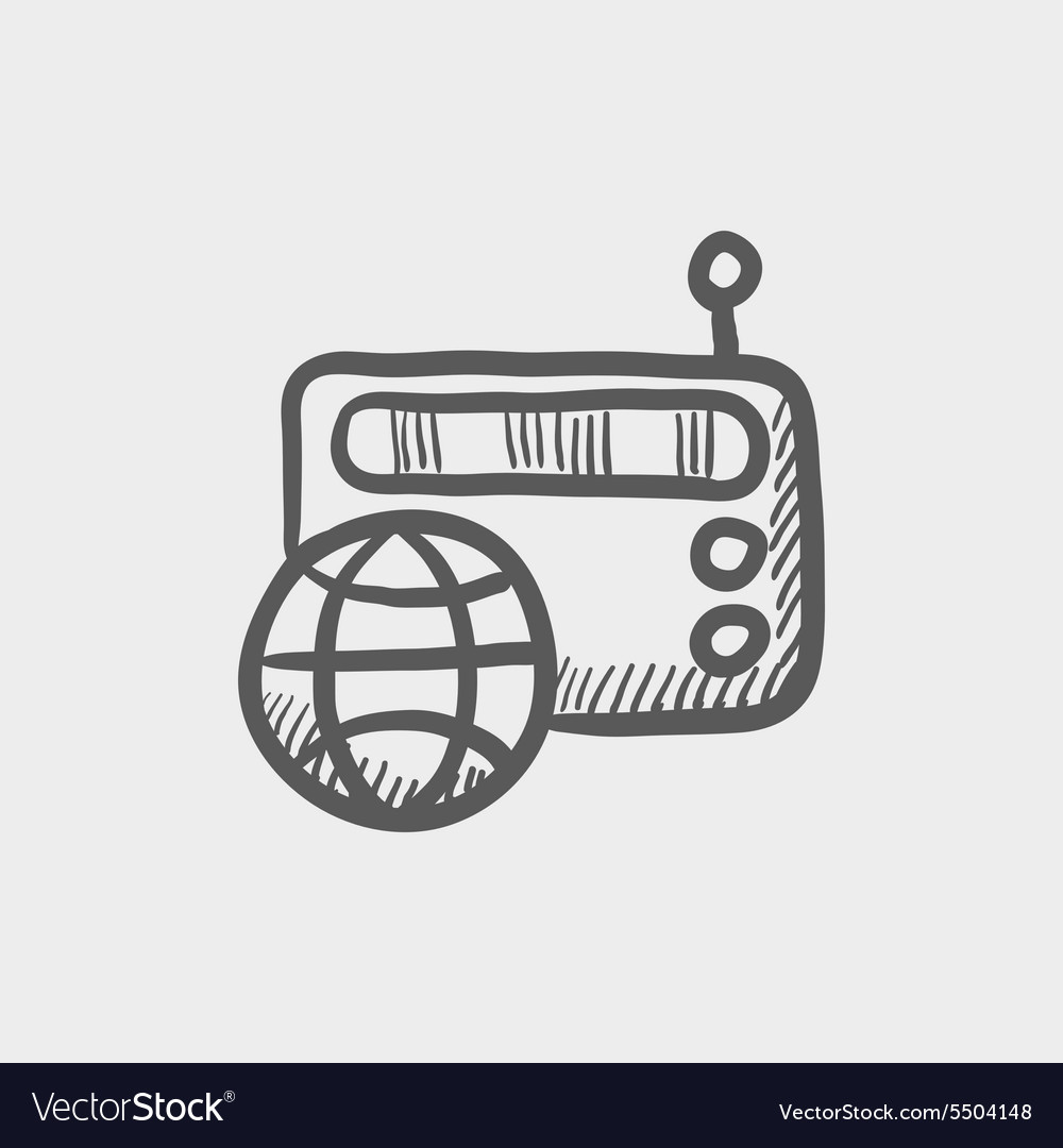 Vintage world radio sketch icon