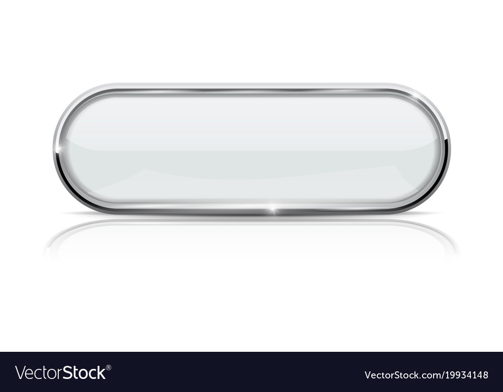 White oval button with metal frame Royalty Free Vector Image