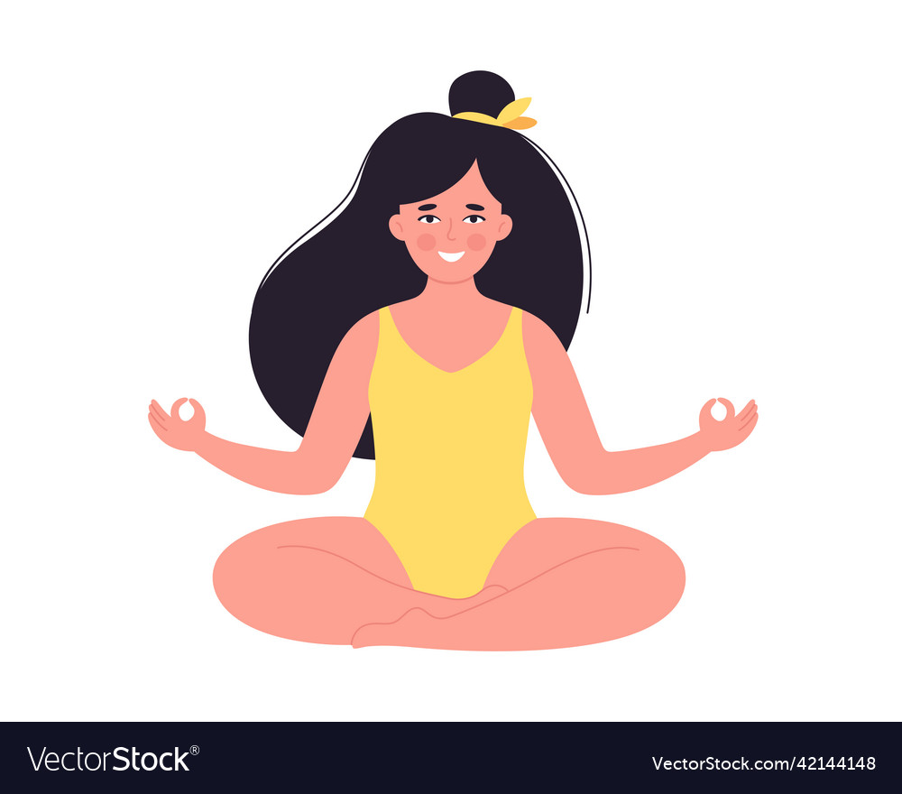 Woman meditating in swimsuit healthy lifestyle Vector Image