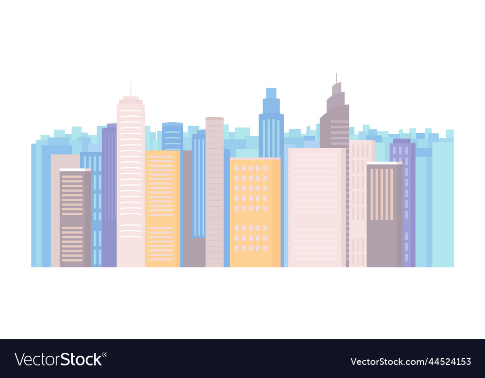 City skyscrapers semi flat color element