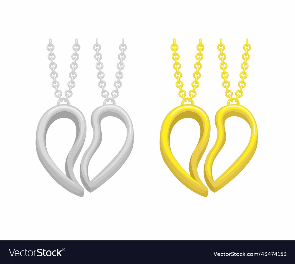 Paar Halskette Herz Liebe in Gold und Silber