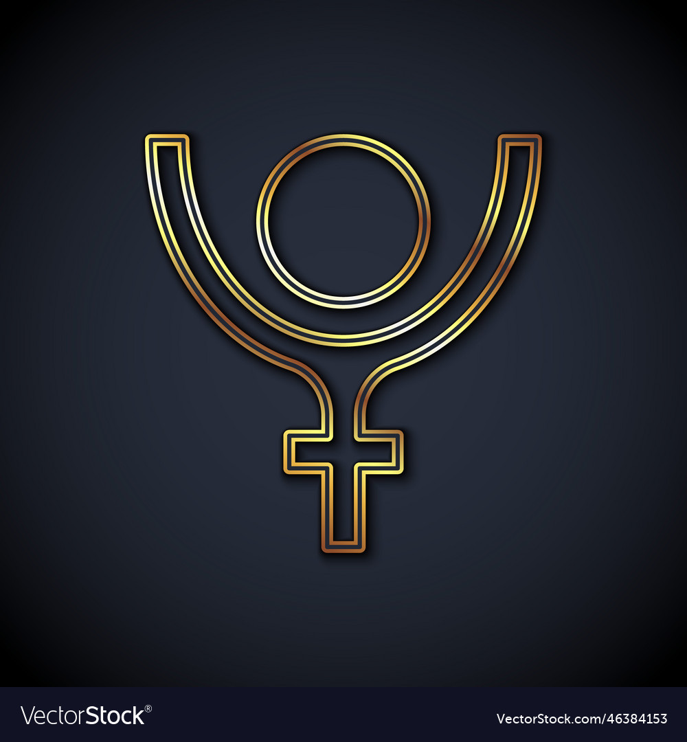 Gold line ancient astrological symbol of pluto Vector Image