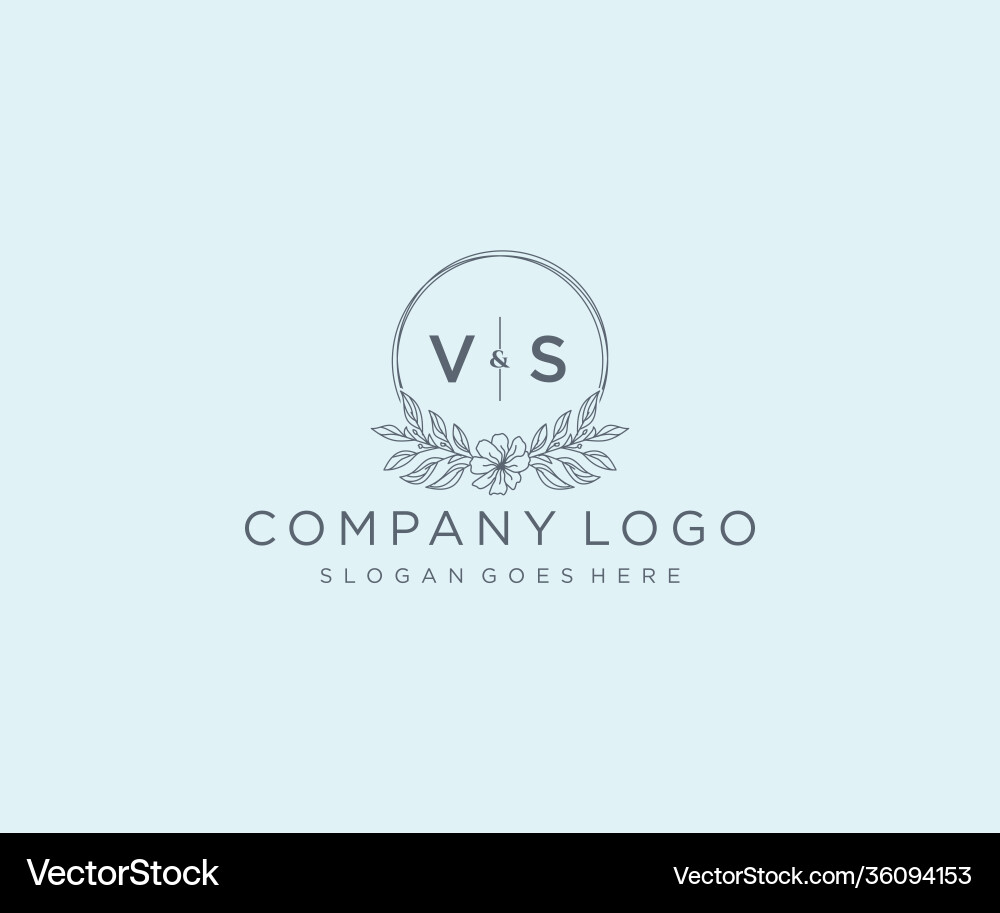 Initial vs letters floral frames unique Royalty Free Vector