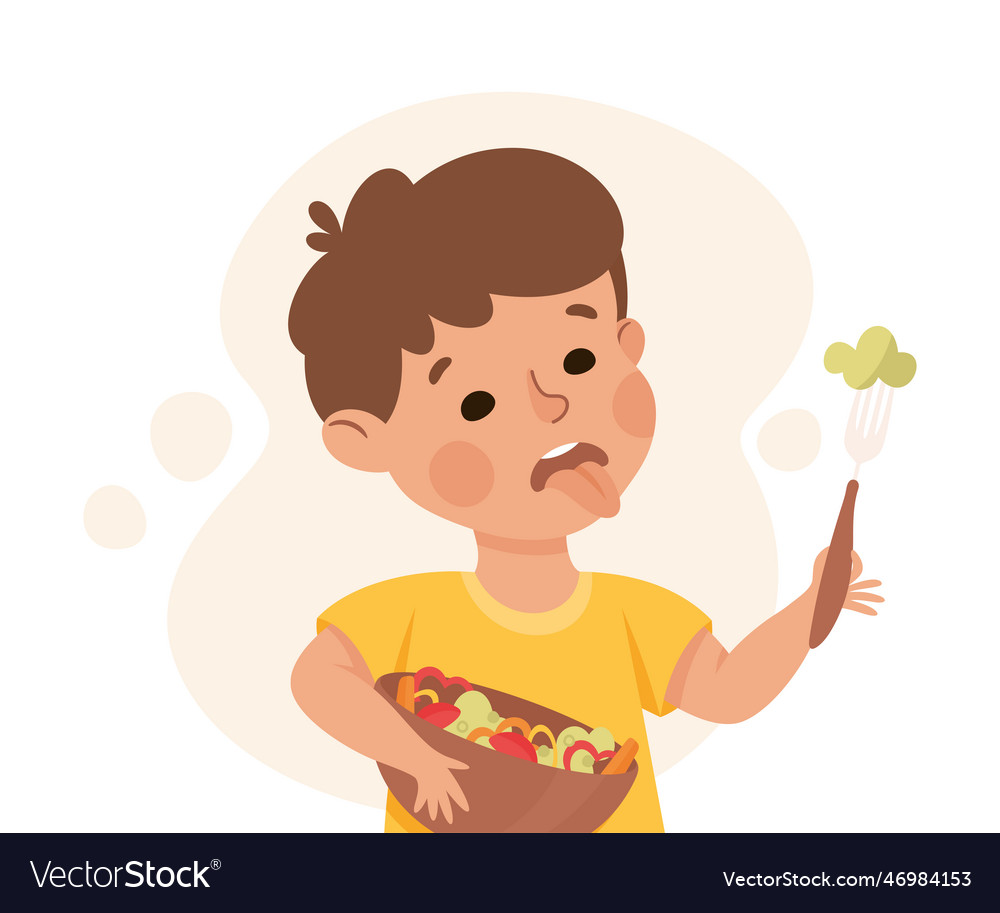 Little boy character showing dislike and disgust Vector Image