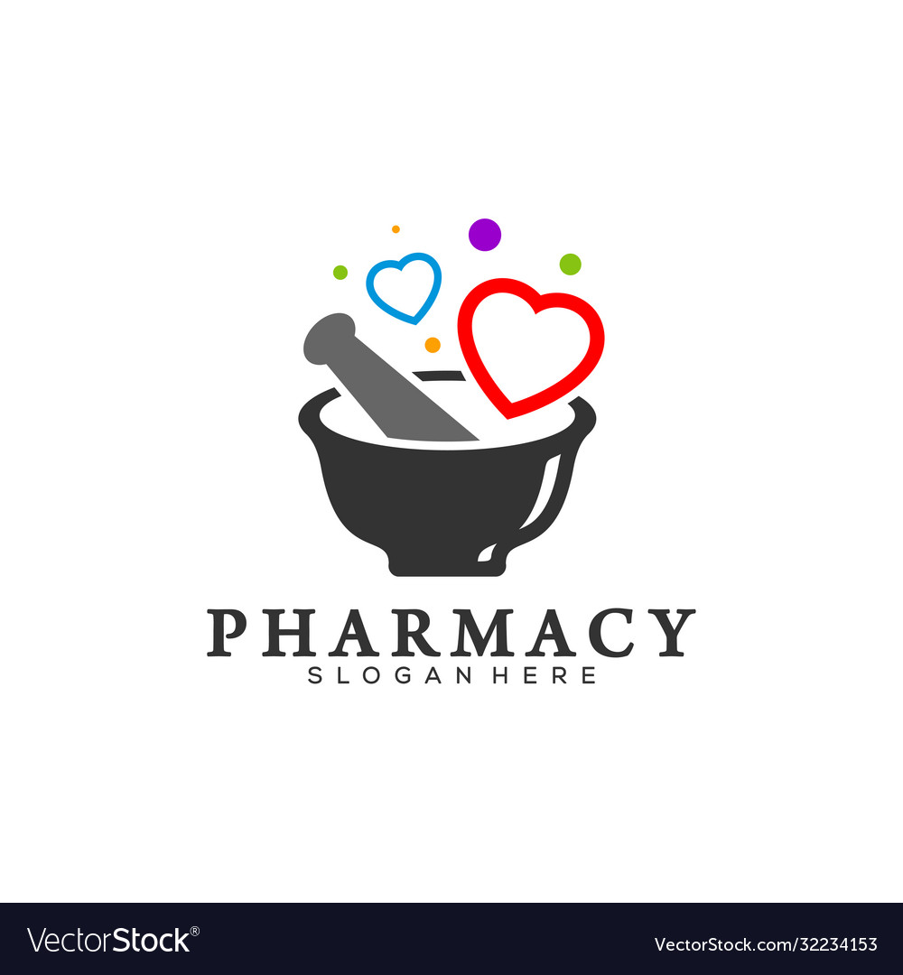 Pharmacy with love logo design template medical