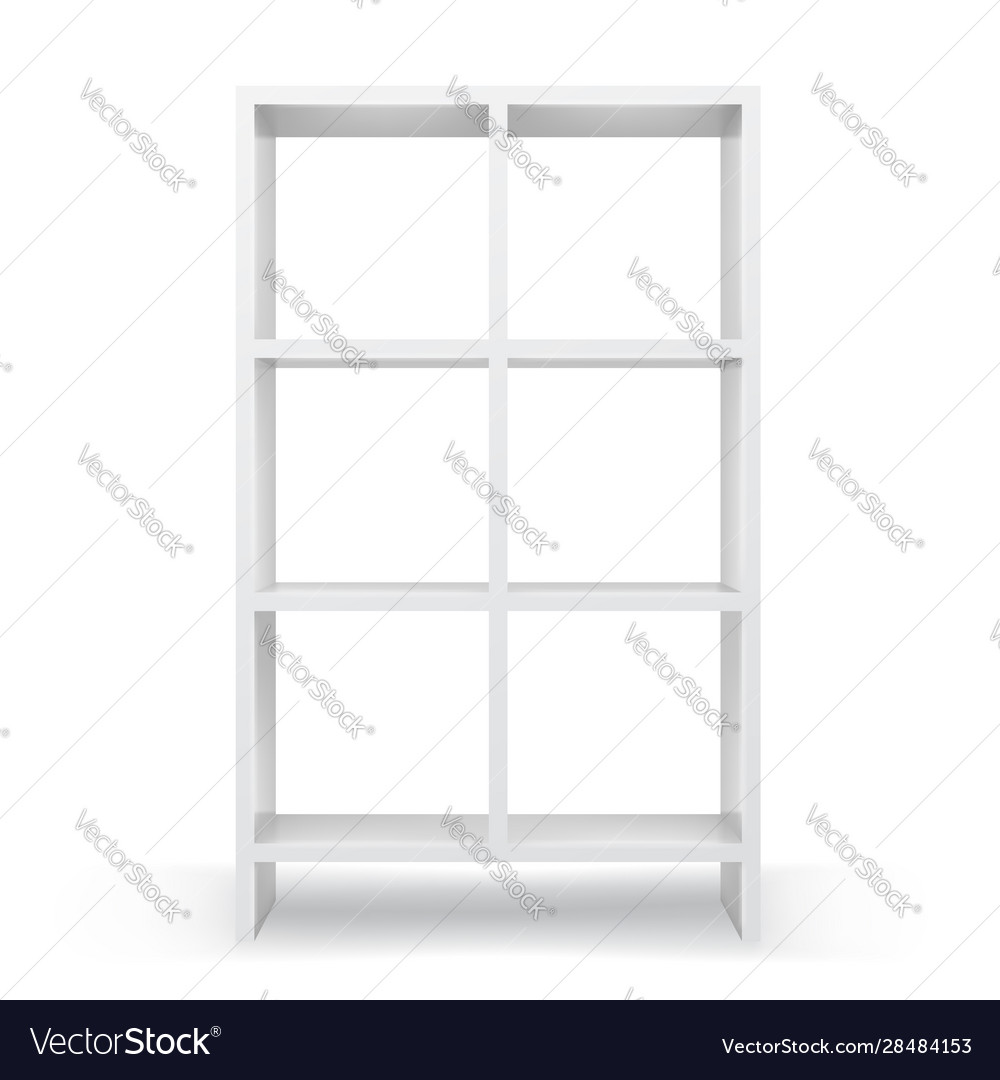 White empty bookcase template realistic isolated