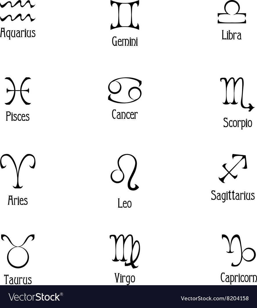 A set of zodiac symbols Royalty Free Vector Image