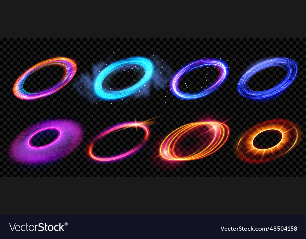 Abstract neon ring halo light flare effect Vector Image