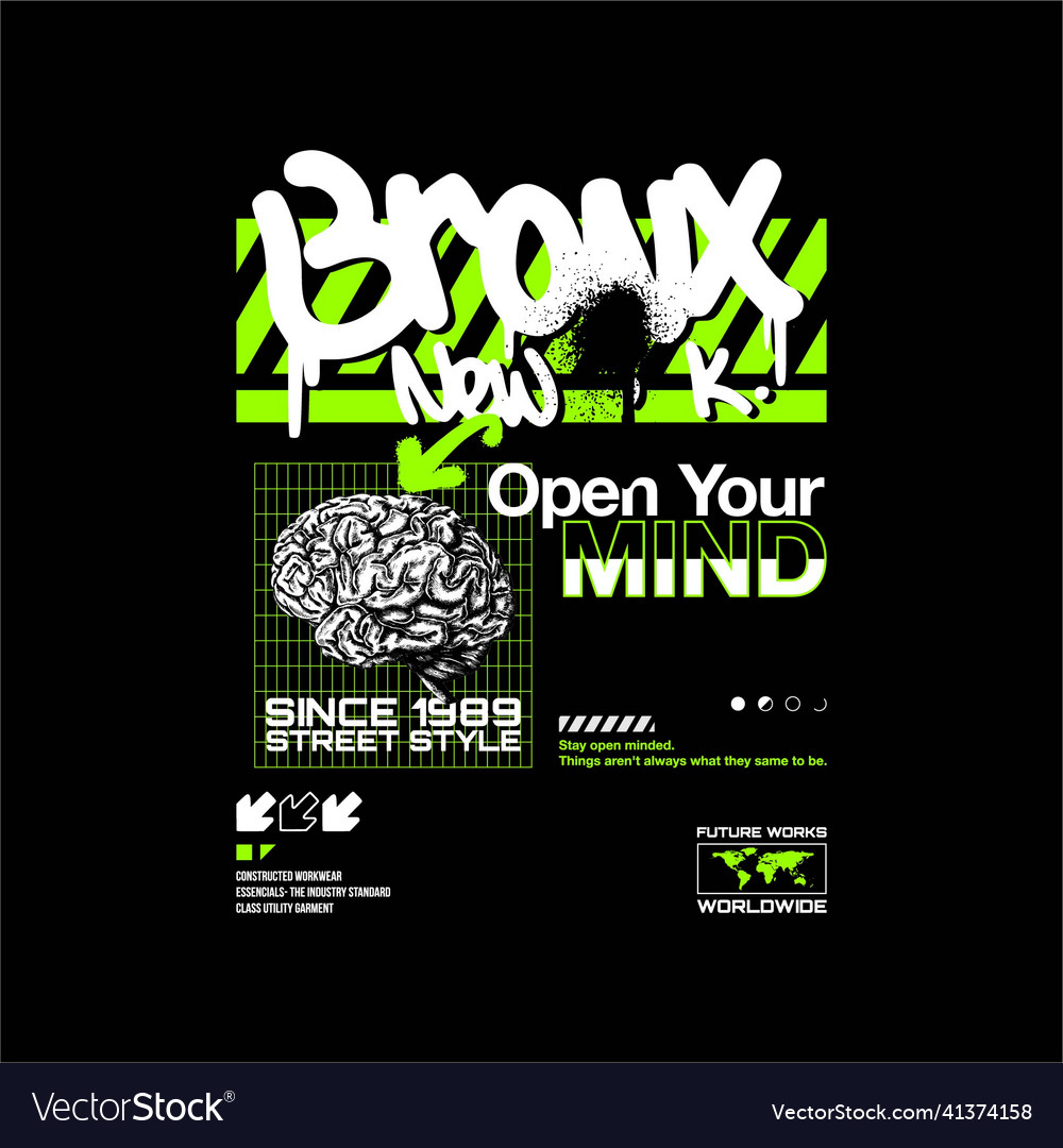 Bronx ny open your mind street style vintage Vector Image