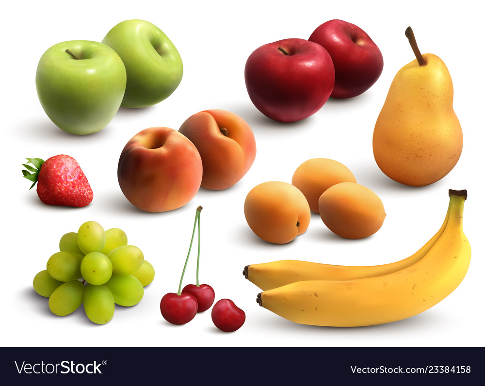 Fruits realistic set Royalty Free Vector Image