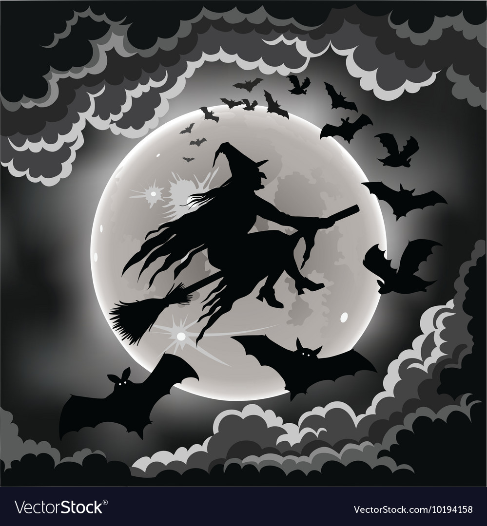halloween flying witch vector image