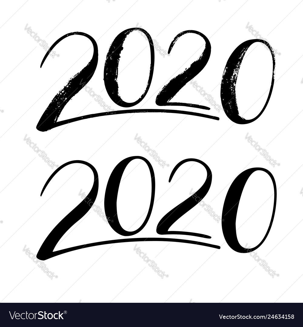 Handwritten lettering 2020 hand drawn numbers Vector Image