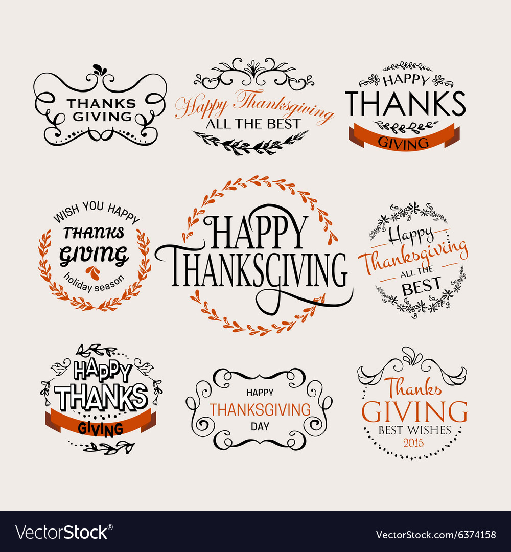 Happy thanksgiving day logotype badge and icon set