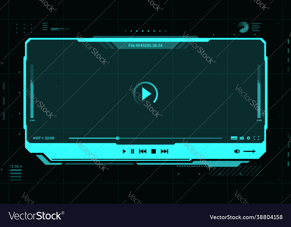 Hud video and sound player screen interface Vector Image