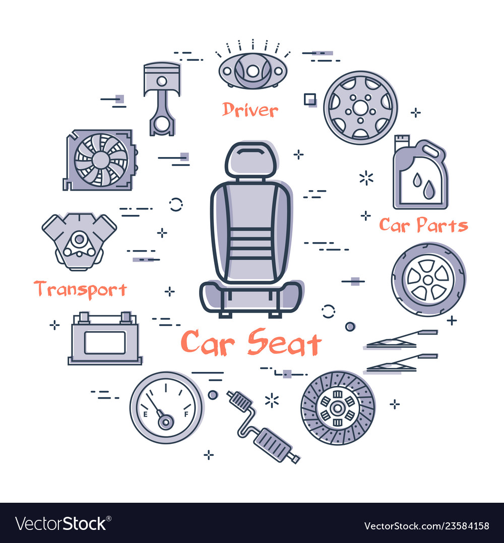 Linear round banner of car seat in center