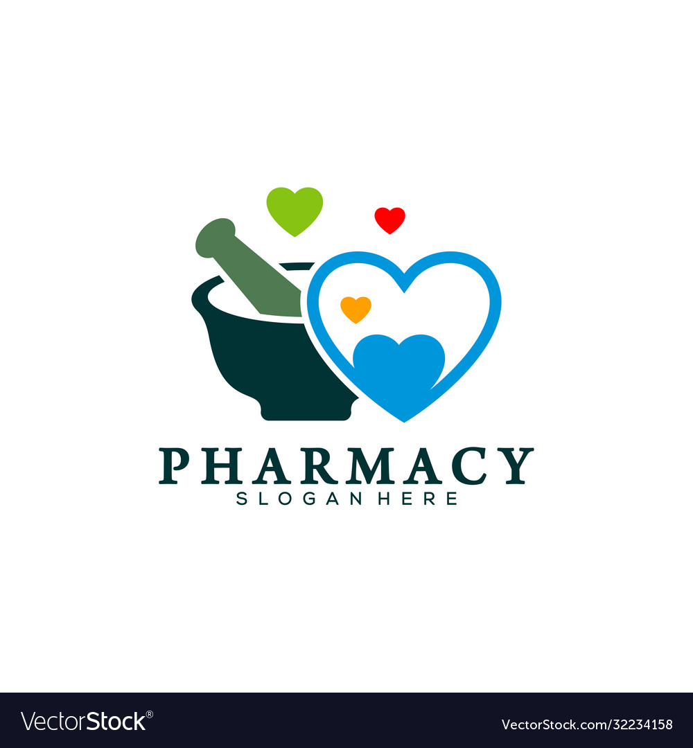 Pharmacy with love logo design template medical