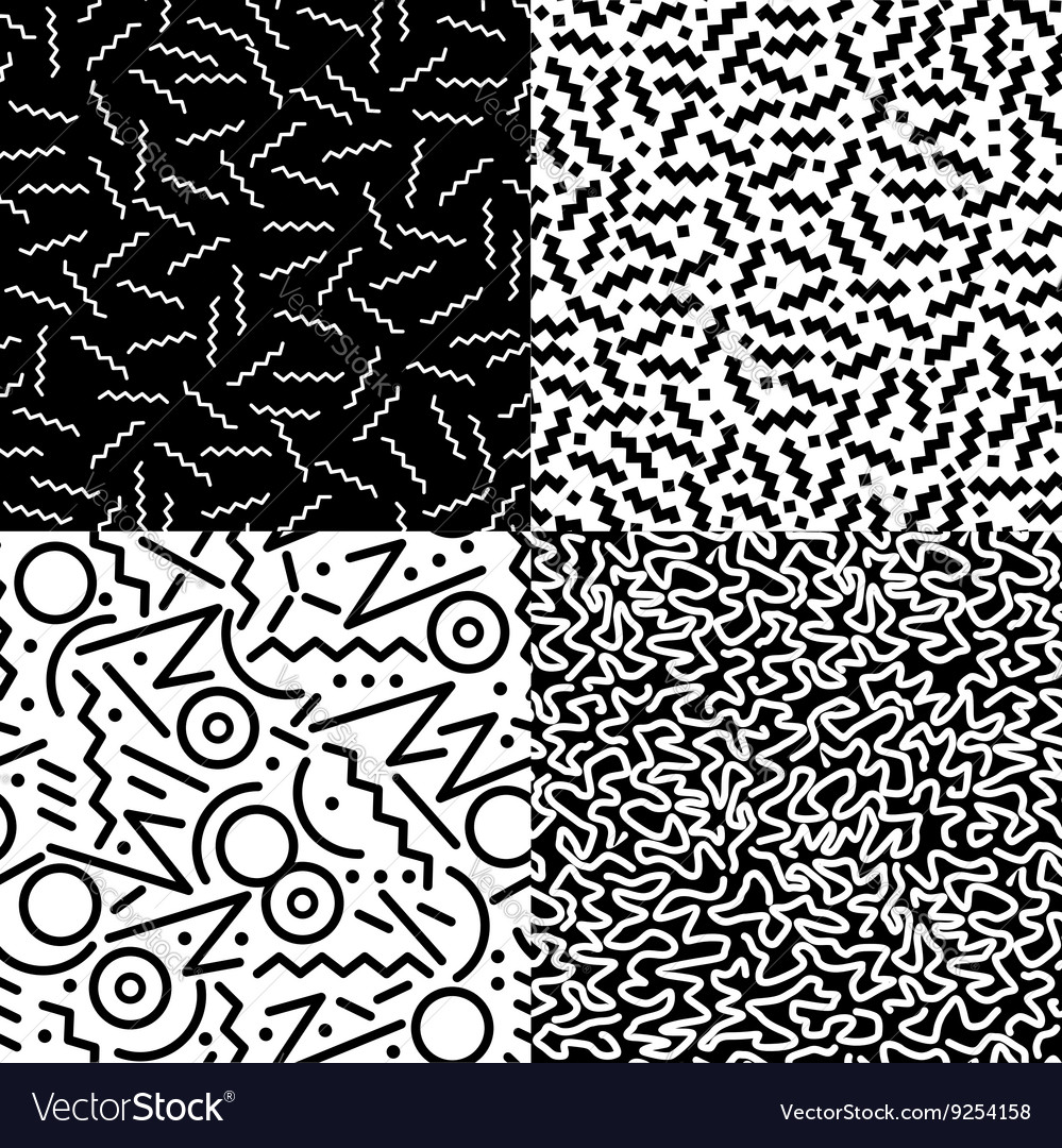 Retro line geometry pattern set in black and white