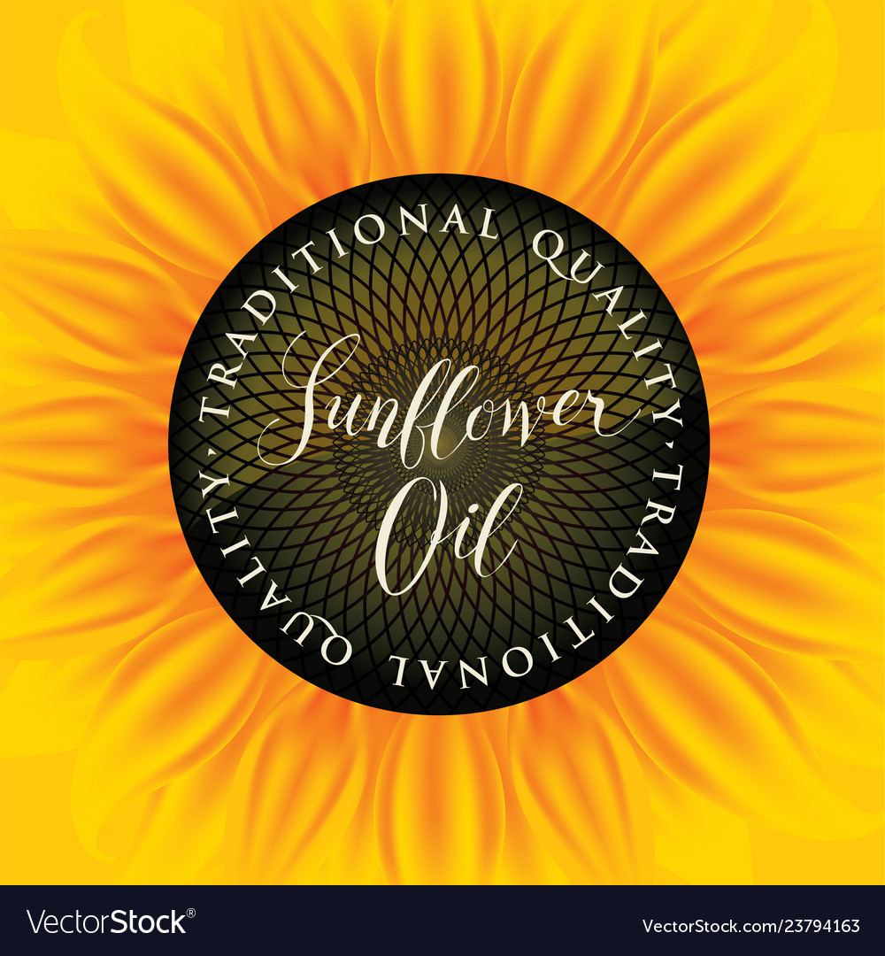 Banner for sunflower oil with inscription Vector Image