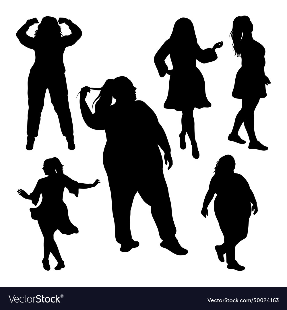 Beautiful Plus Size Woman Silhouettes Royalty Free Vector