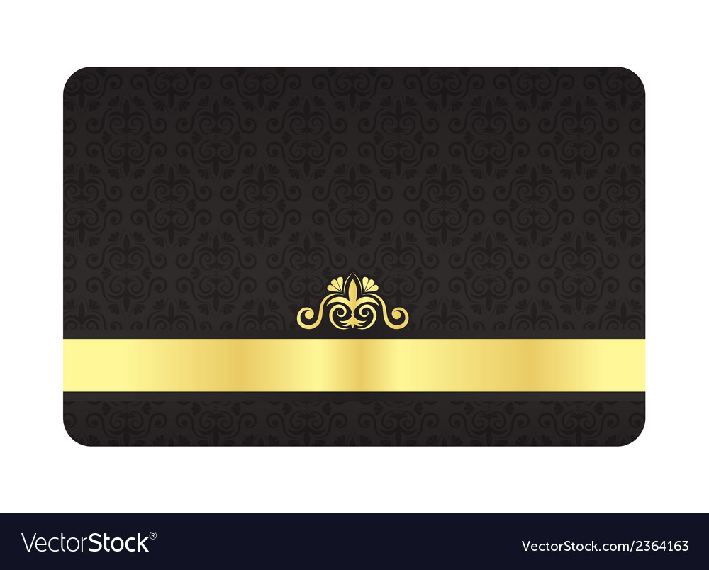 Black vip card with vintage pattern and golden