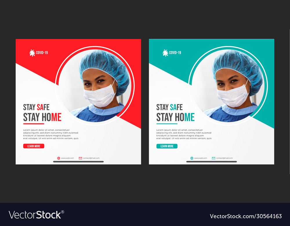 Covid19 19 Stay Home Instagram Post Banner Design Vector Image