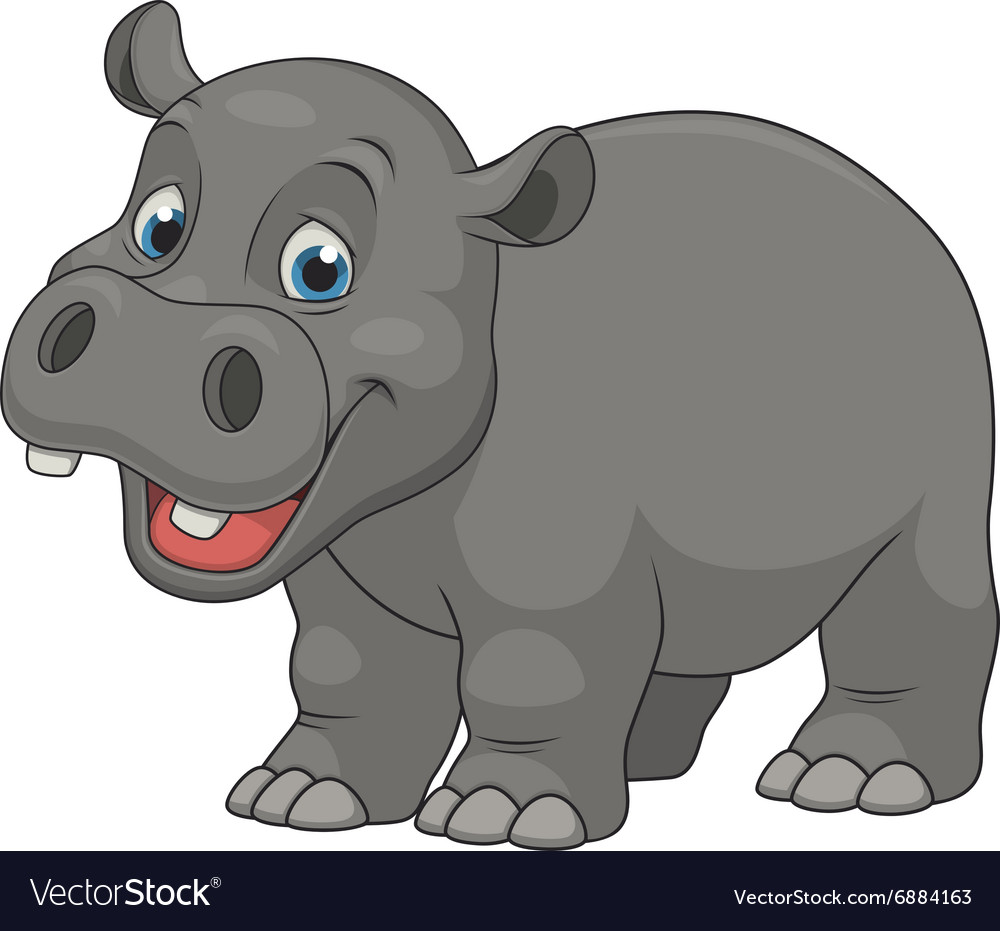 Cute funny hippo Royalty Free Vector Image - VectorStock