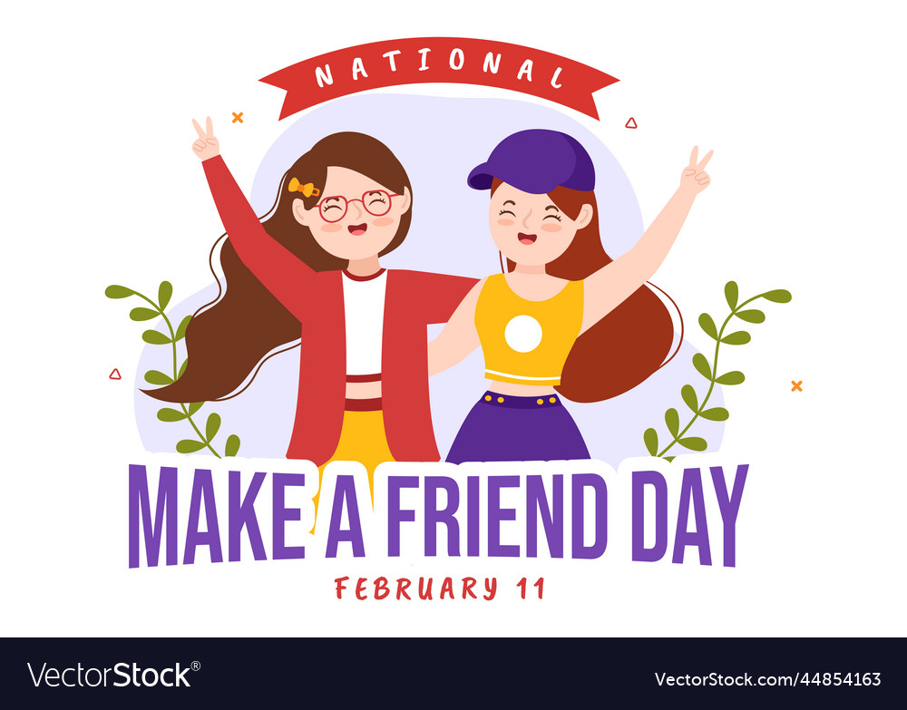 National make a friend day observed on february vector image