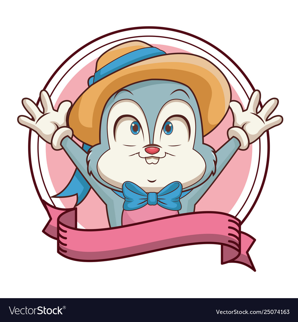 Rabbit with hat cartoon