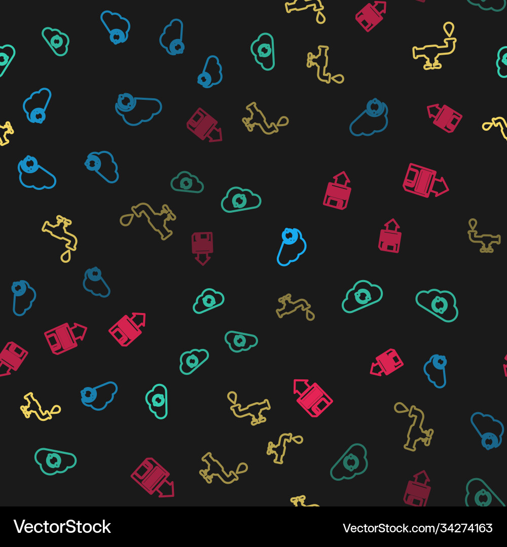Set line cloud sync refresh water tap Royalty Free Vector