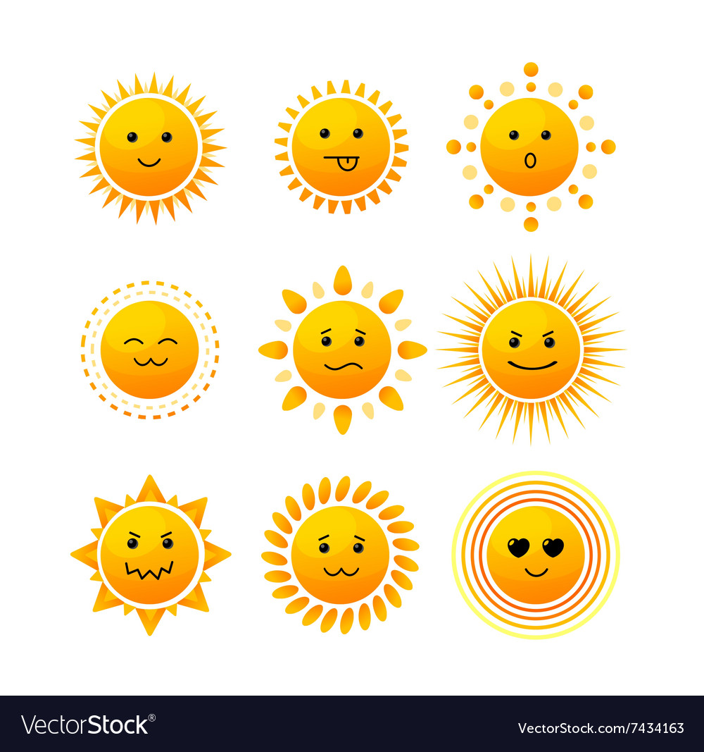 Sun smile icon set