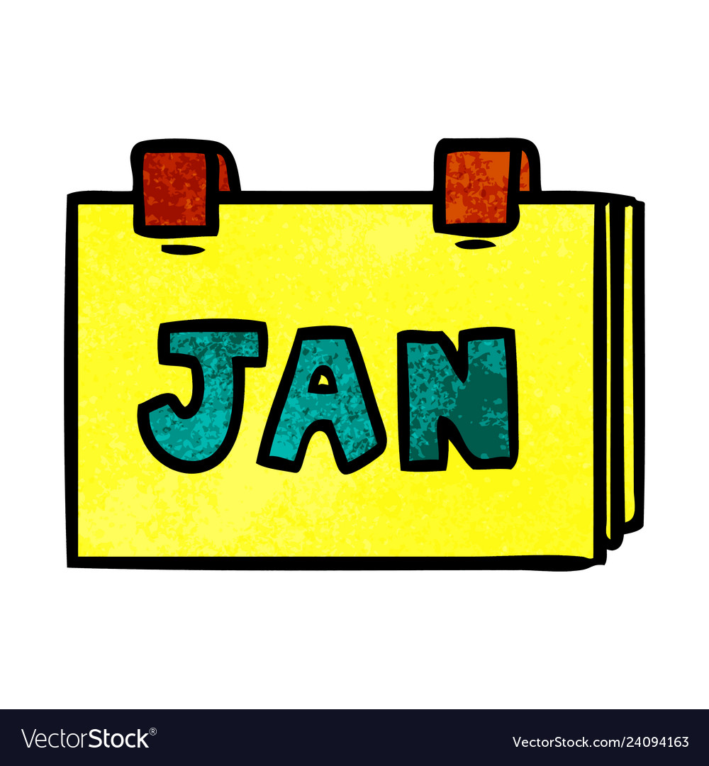 Textured cartoon doodle of a calendar with jan