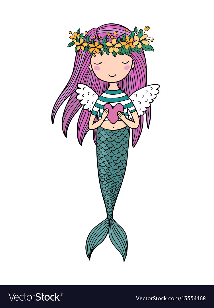 Beautiful little mermaid siren sea theme Vector Image