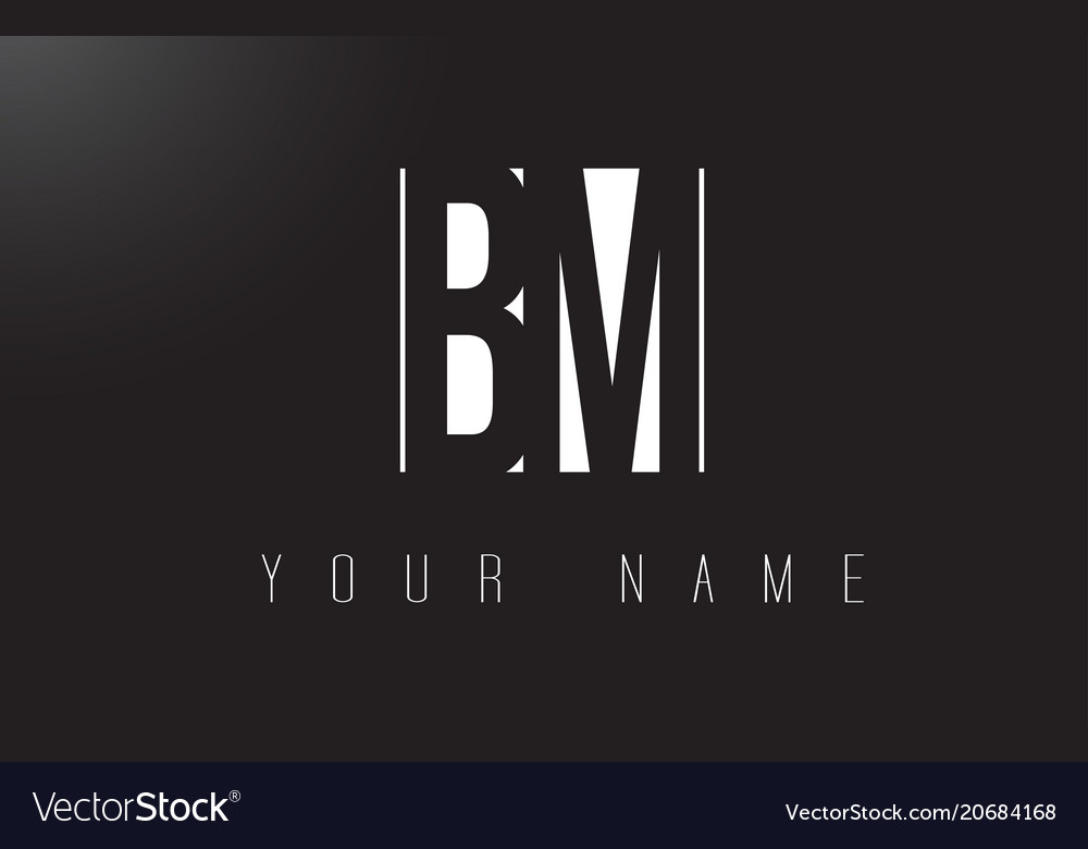 Bm letter logo with black and white negative Vector Image