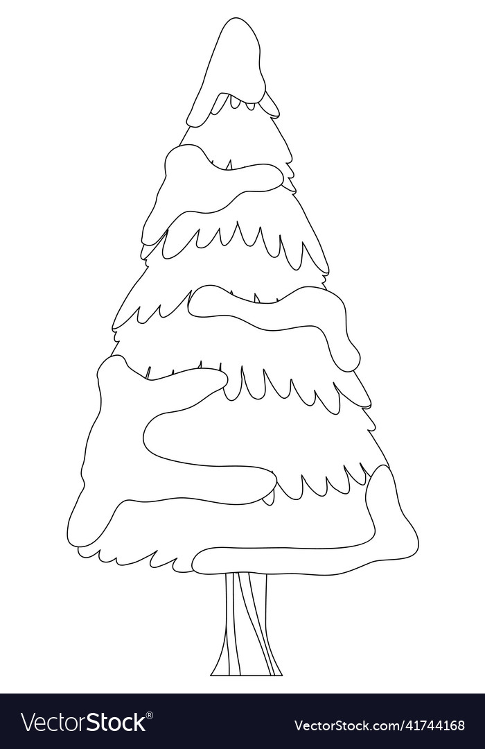 Christmas tree doodle outline for colouring Vector Image