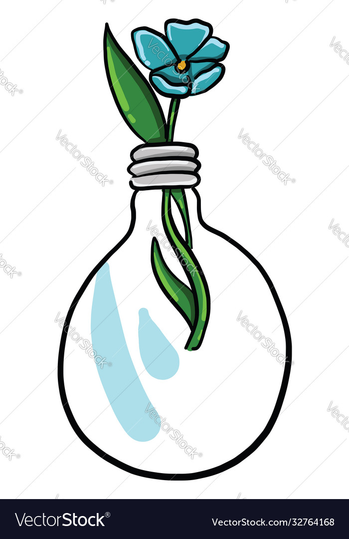 Flower in lighting bulb on white background