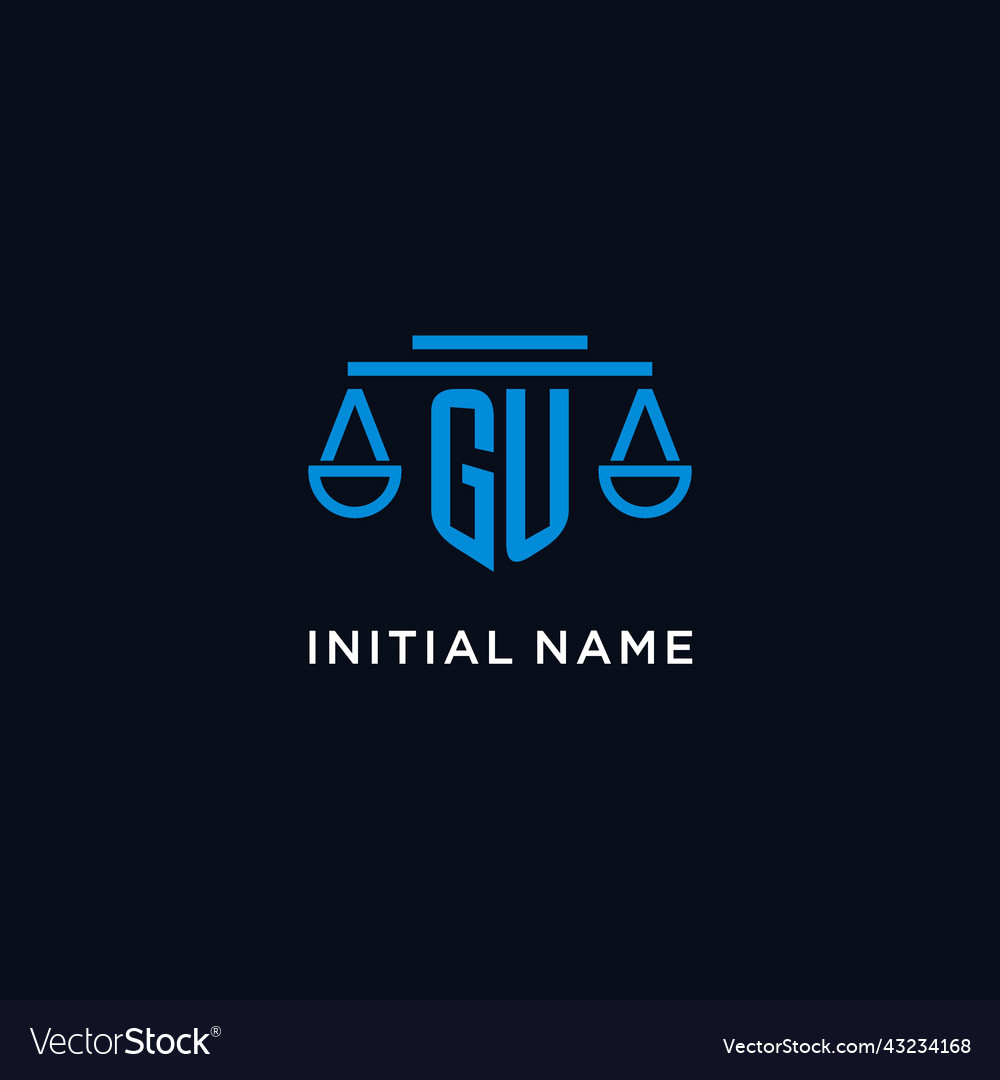 Gu monogram initial logo with scales of justice