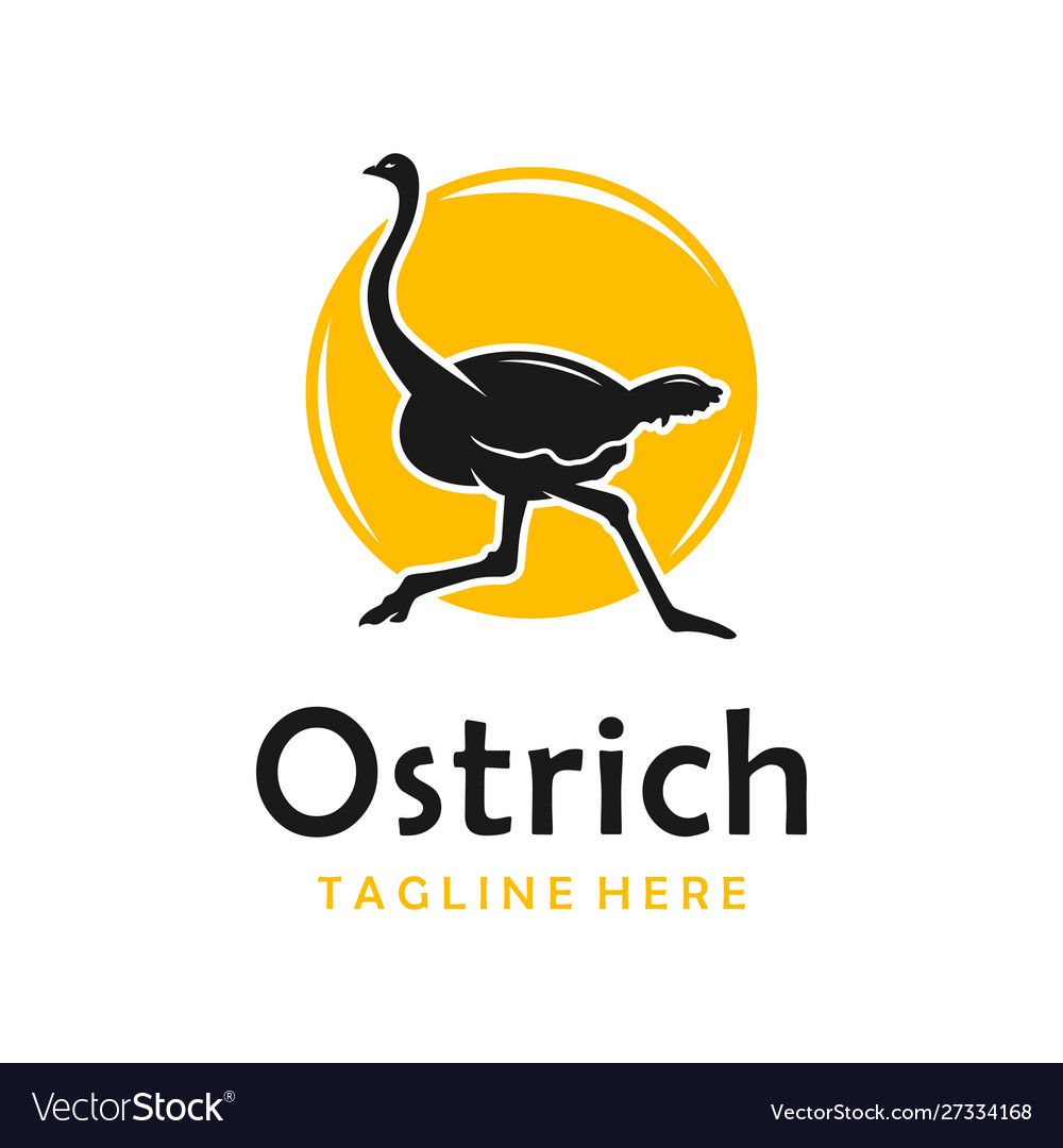 Ostrich silhouette logo design template