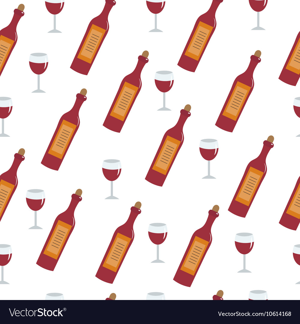 Red wine bottle and glass seamless texture Vector Image