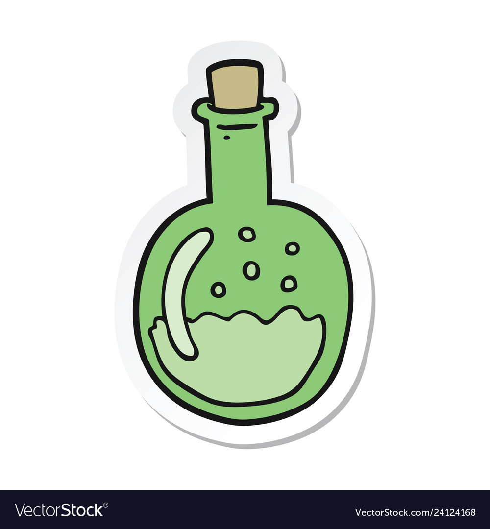 Sticker of a cartoon potion Royalty Free Vector Image