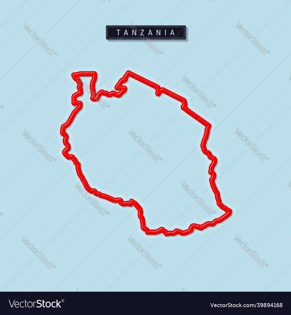 Tanzania bold outline map Royalty Free Vector Image