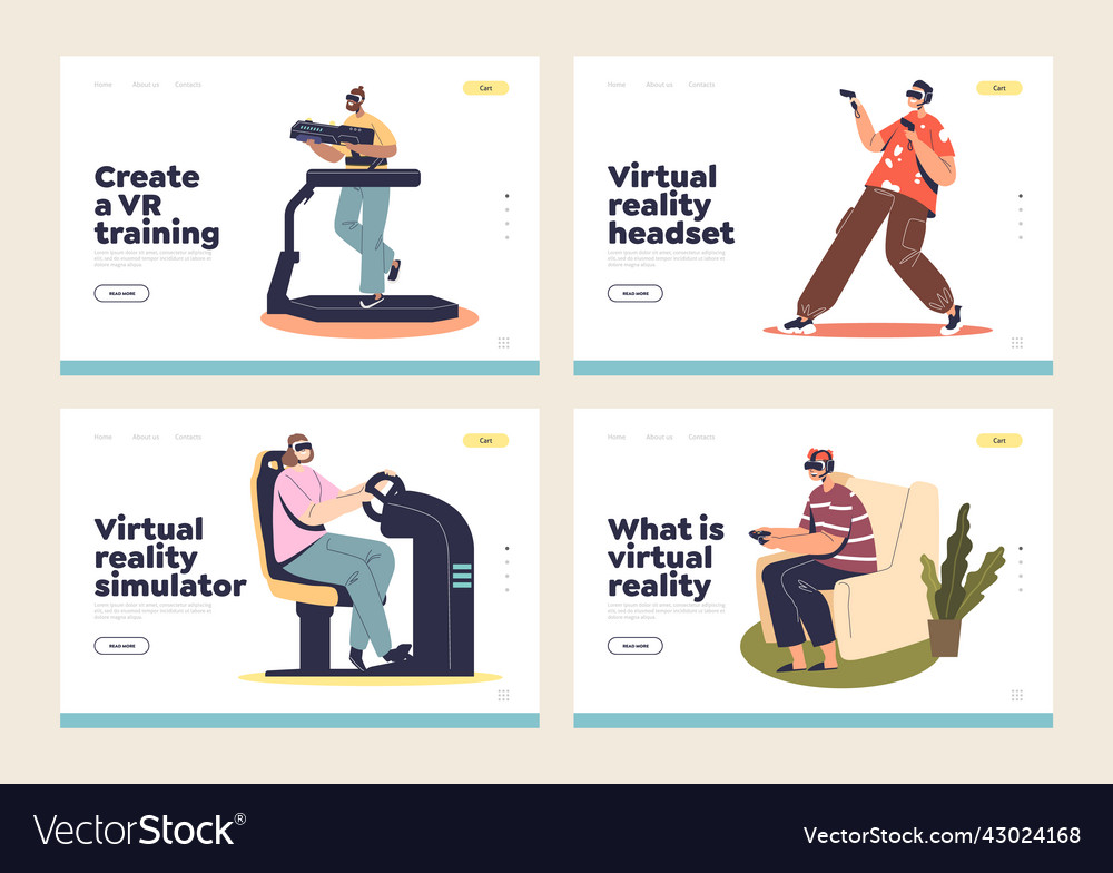 Virtual reality concept of landing pages people