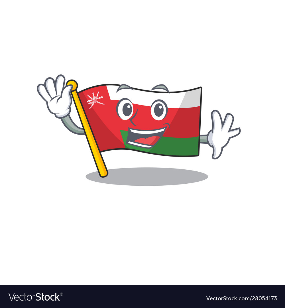 Big smile flag oman waving hands cartoon character