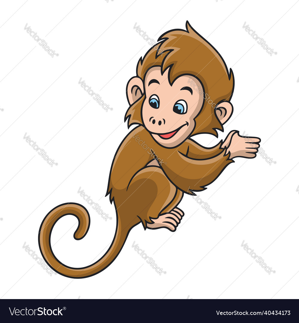 Cartoon monkey climbing Royalty Free Vector Image