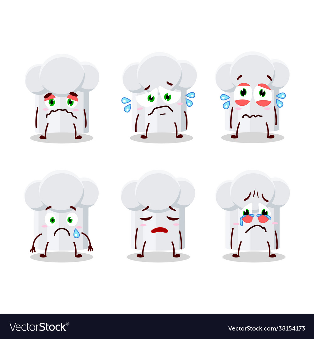 Chef hat cartoon character with sad expression